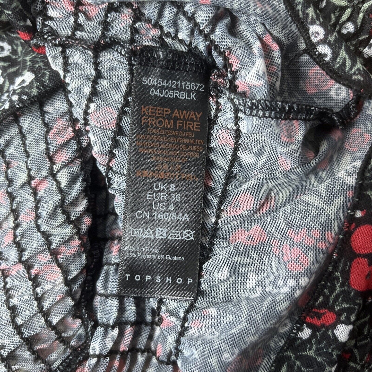 Topshop NWT Black Floral Smock Cropped Top/Blouse- Size 4