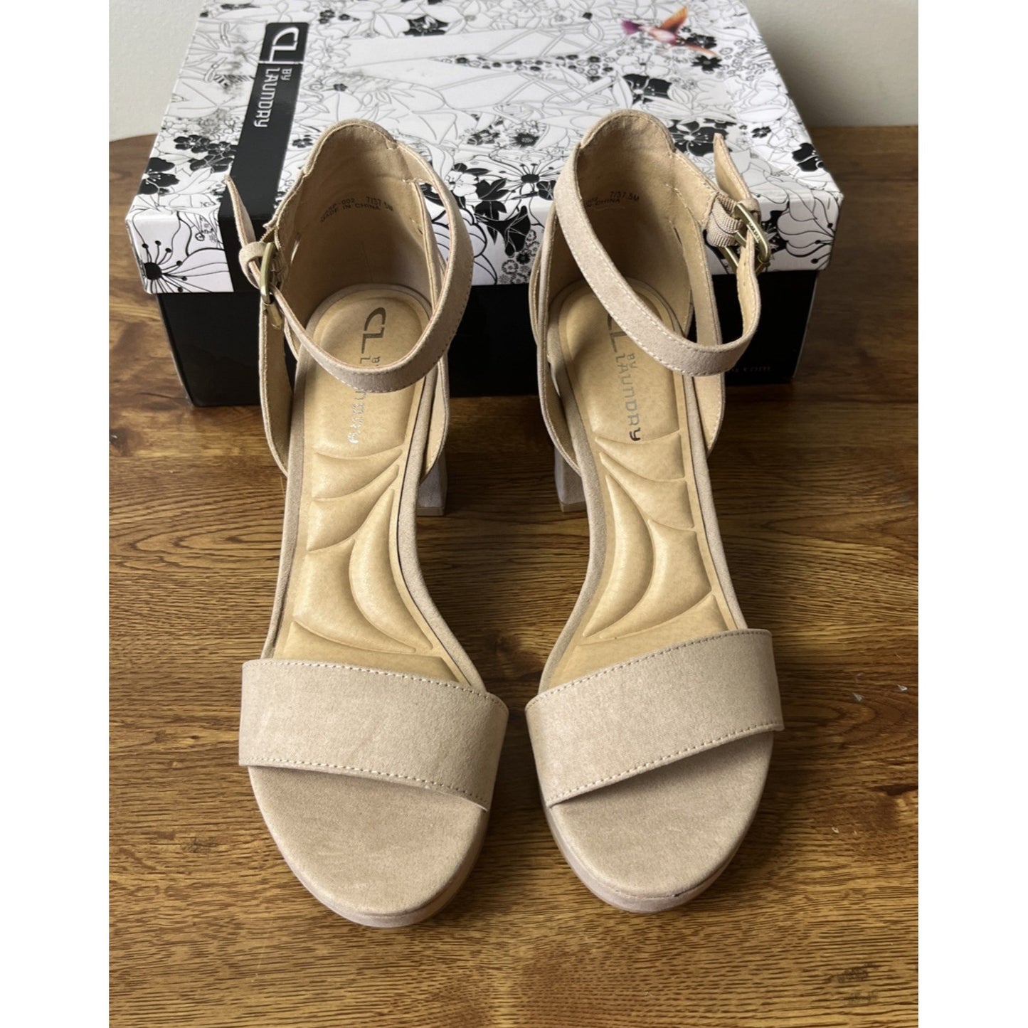 CL By Laundry Women's Go On 2 Heeled Strappy Sandal, Size 7 M, Nude