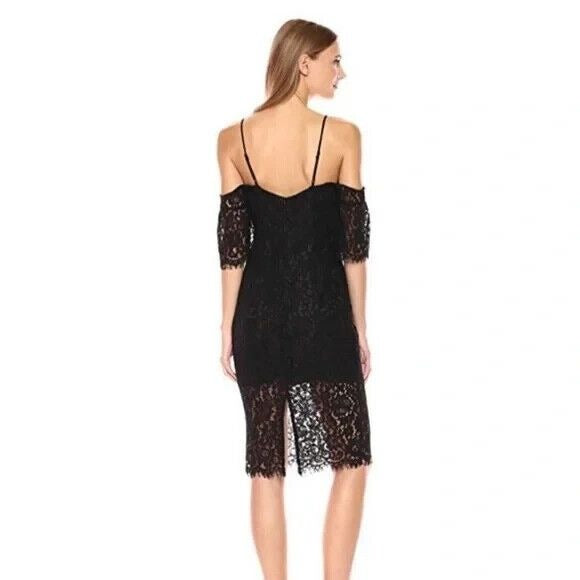 Bardot Womens Size 4 Karlie Lace Off-The-Shoulder Sheath Dress Black