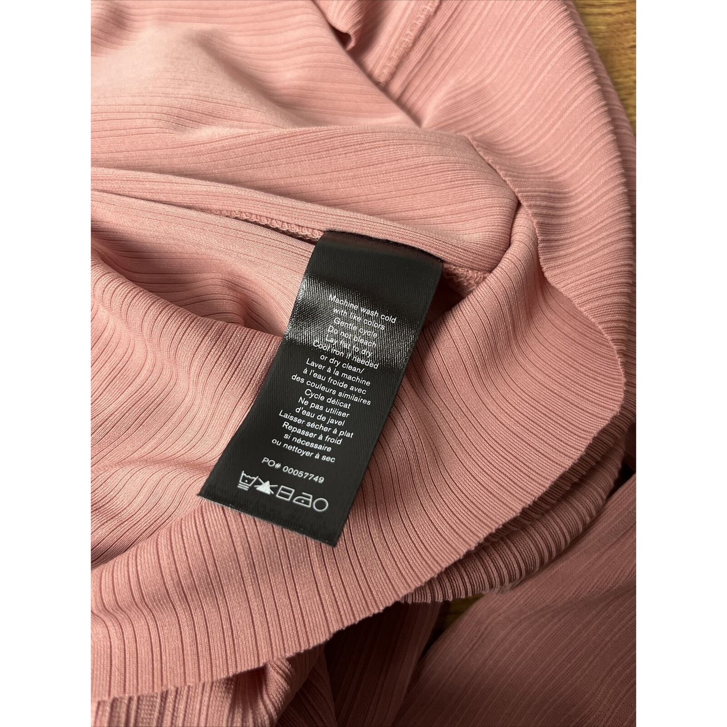NEW rag & bone ZOE DEEP VEE RIB LONG SLEEVE TOP TEE MAUVE PINK SIZE XXS