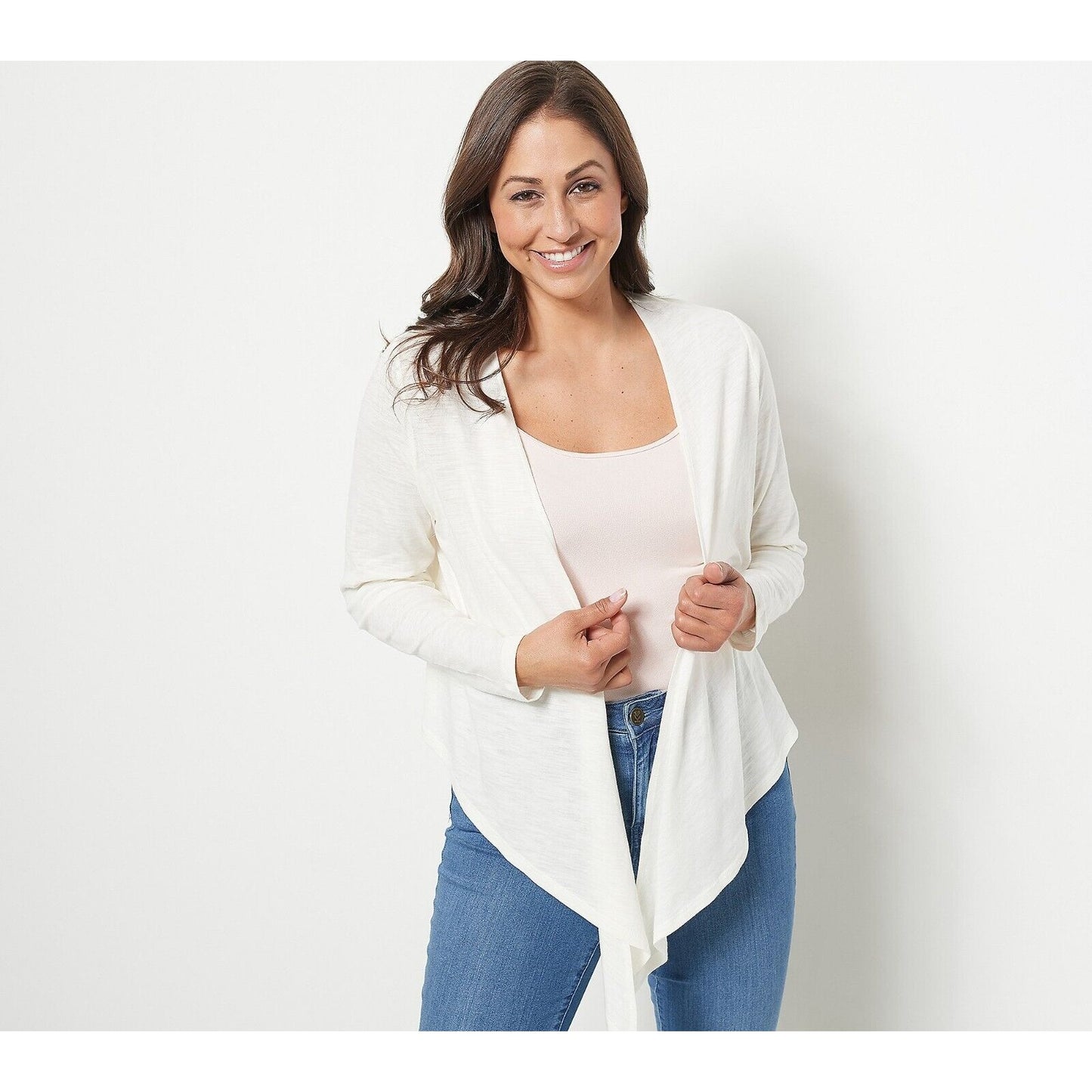 Belle by Kim Gravel Slub Knit Shrug Small White A475783