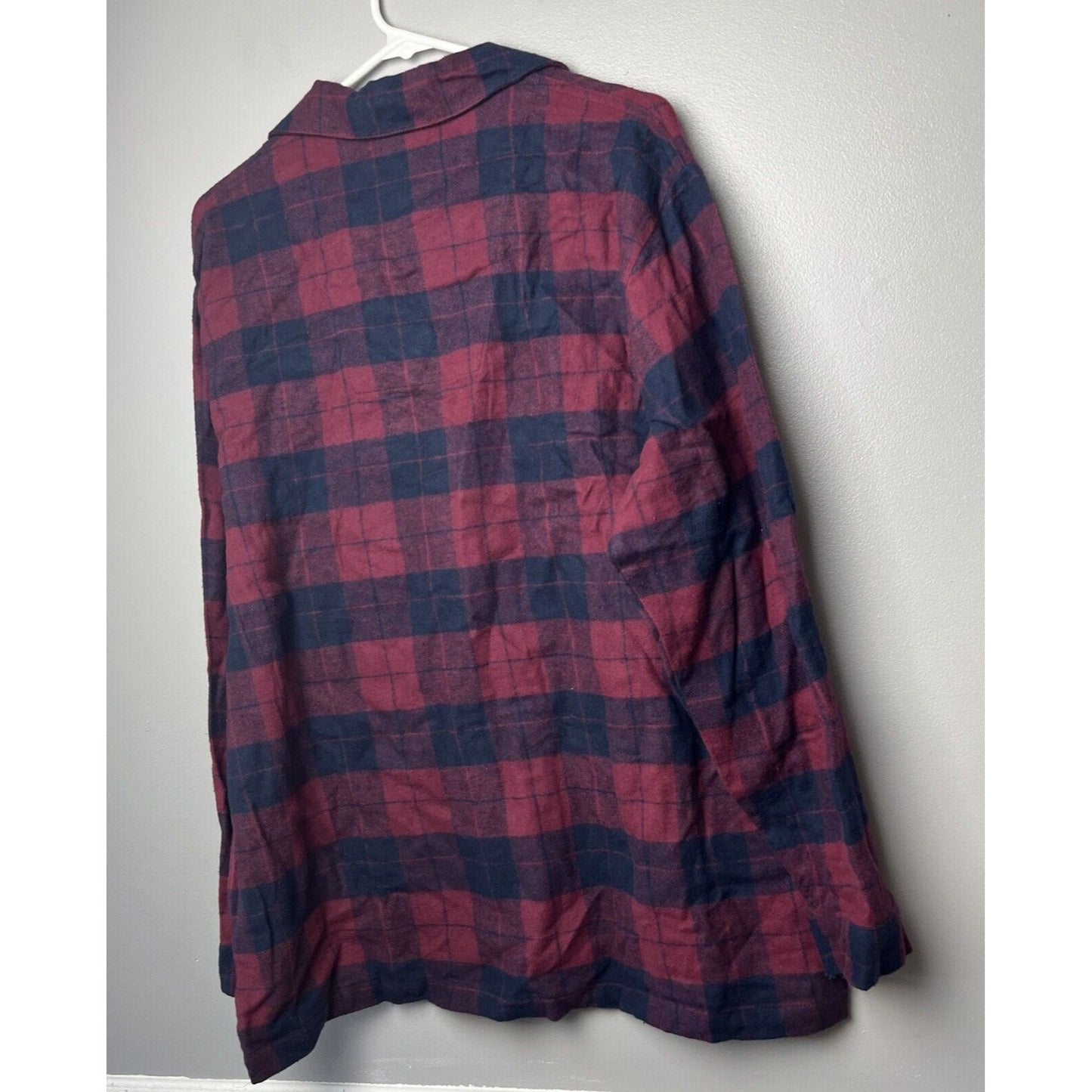 NORDSTROM Men's Flannel Cotton Pajamas Burgundy Block Tartan Size M