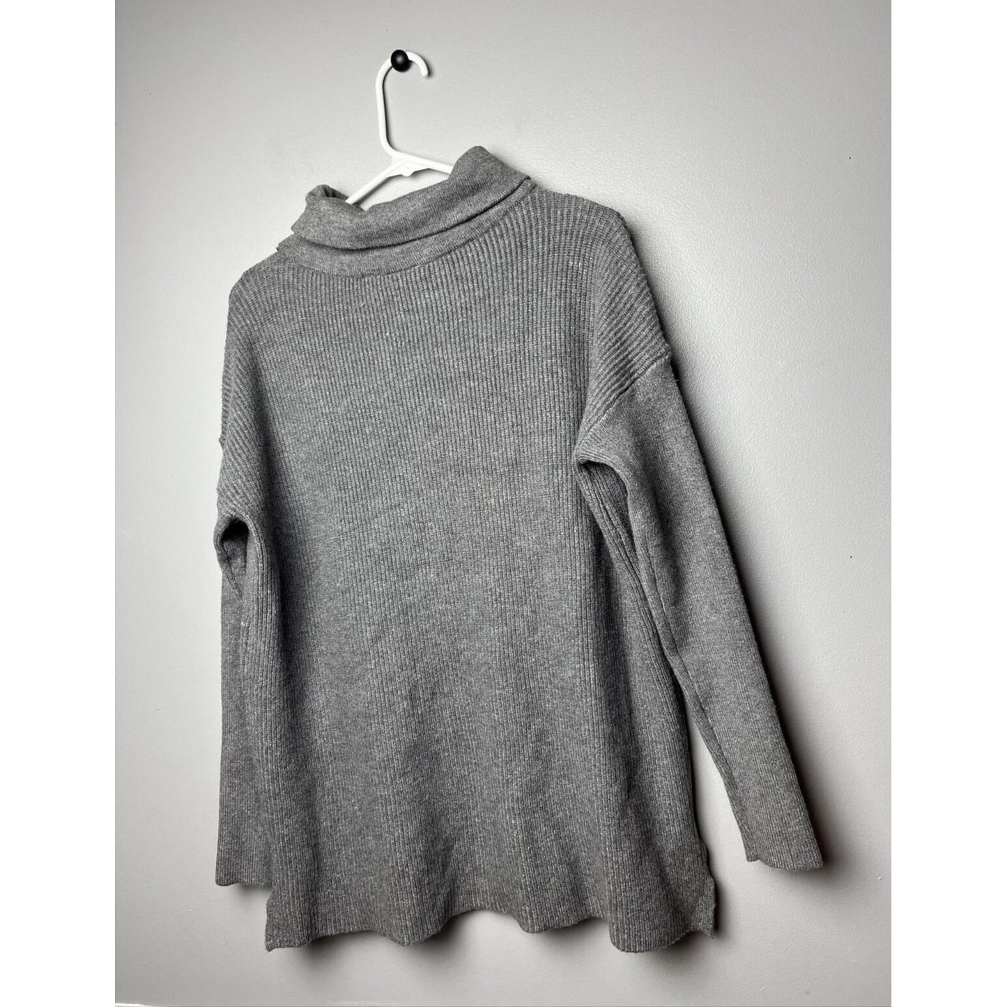 Devotion by Cyrus Charcoal Grey Cowl Neck Ribbed High Low Sweater Size XS