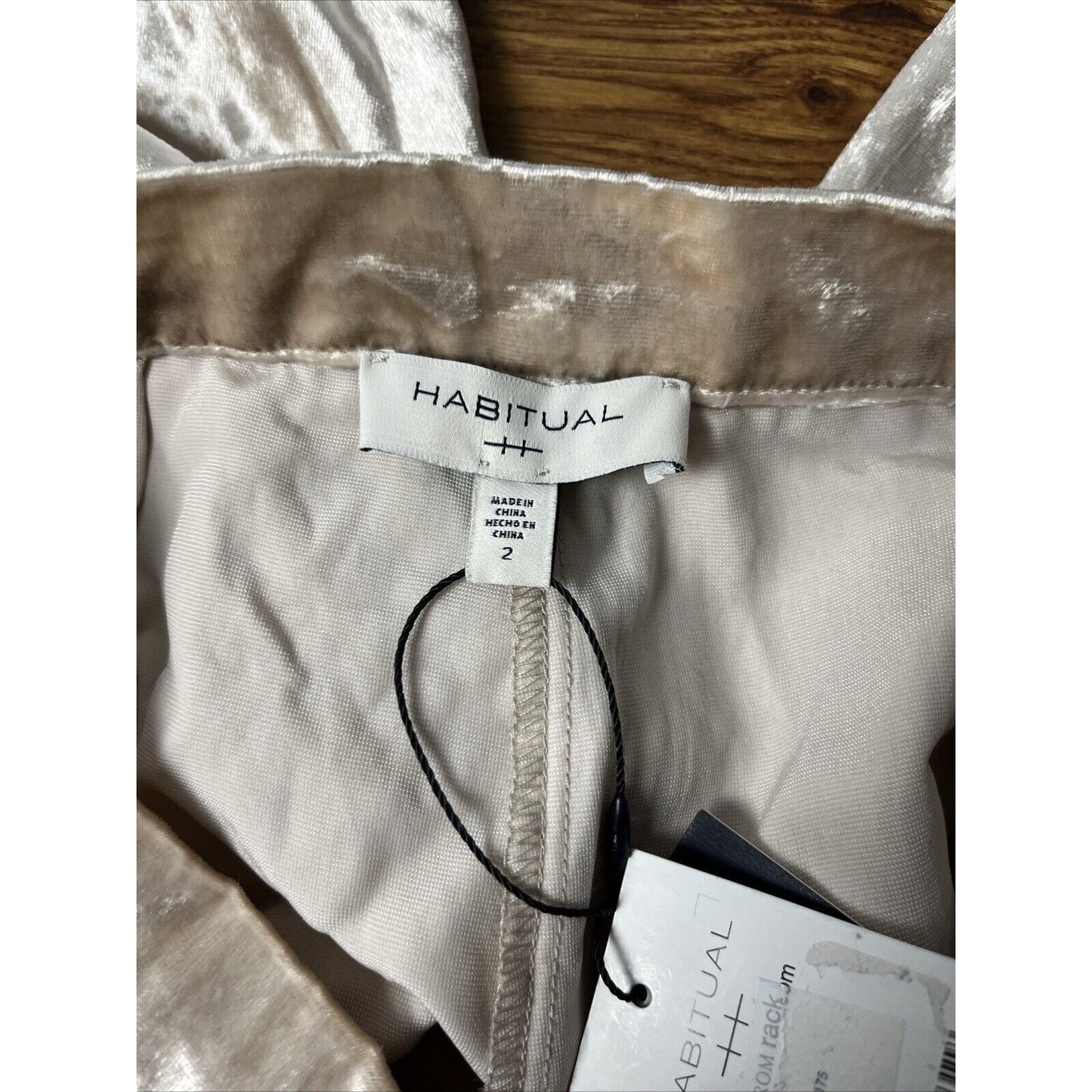 HABITUAL VELVET RAYON BLEND CHAMPAGNE TROUSERS
