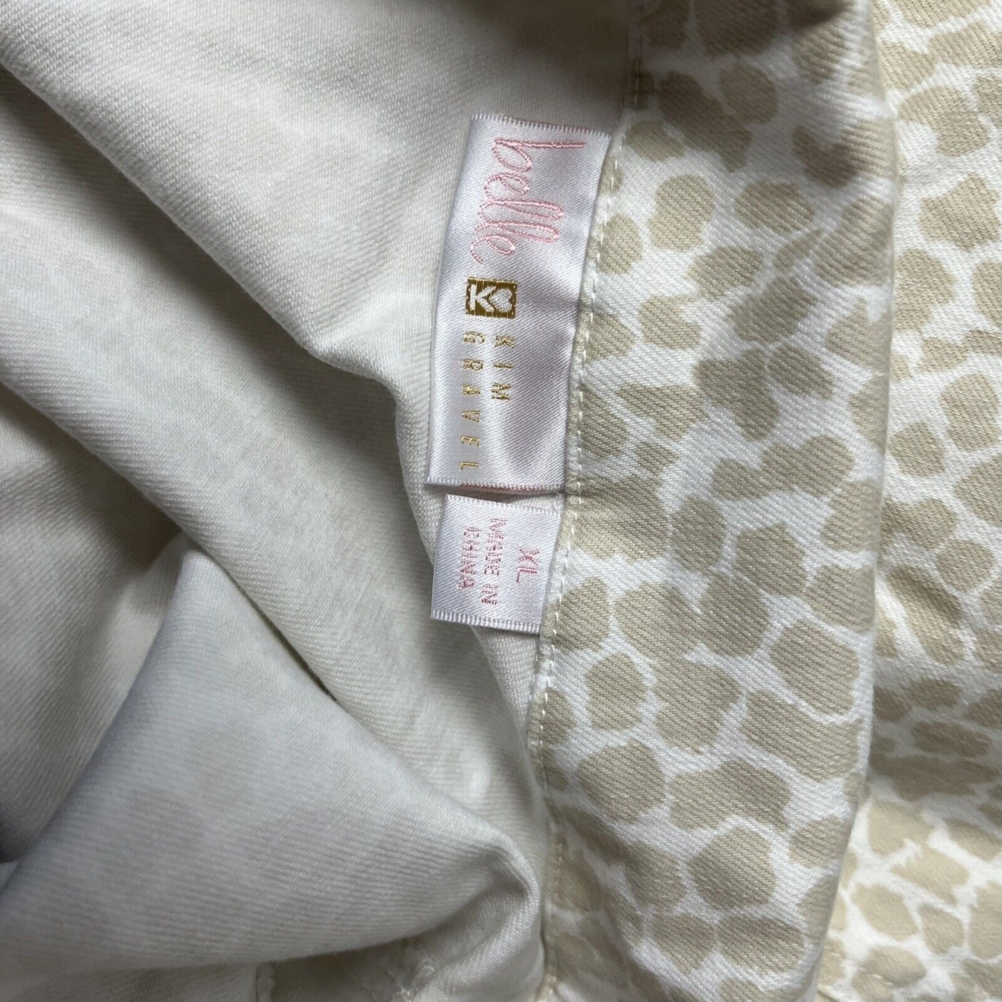 Belle by Kim Gravel TripleLuxe Twill Printed Jean Jacket Sand Leopard Size XL