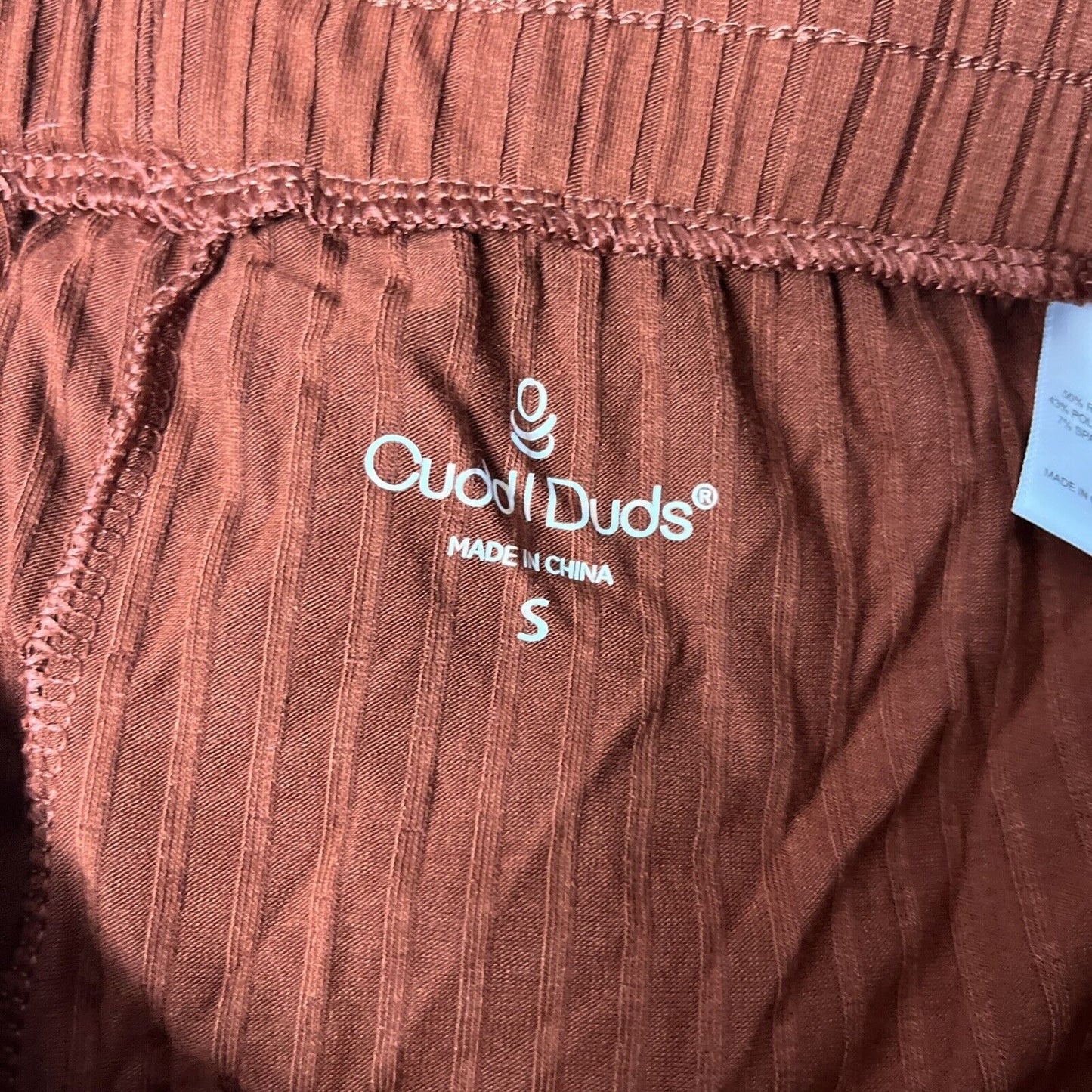 Cuddl Duds Wide Rib Wide Leg Pants Brandy Brown Small NEW A391707