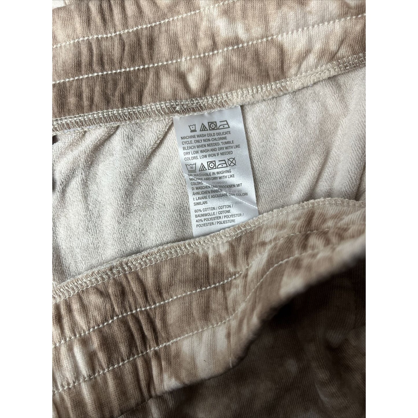 AnyBody Printed Brushed Towel Terry Pants- ALMOND TIE DYE, L #A498719