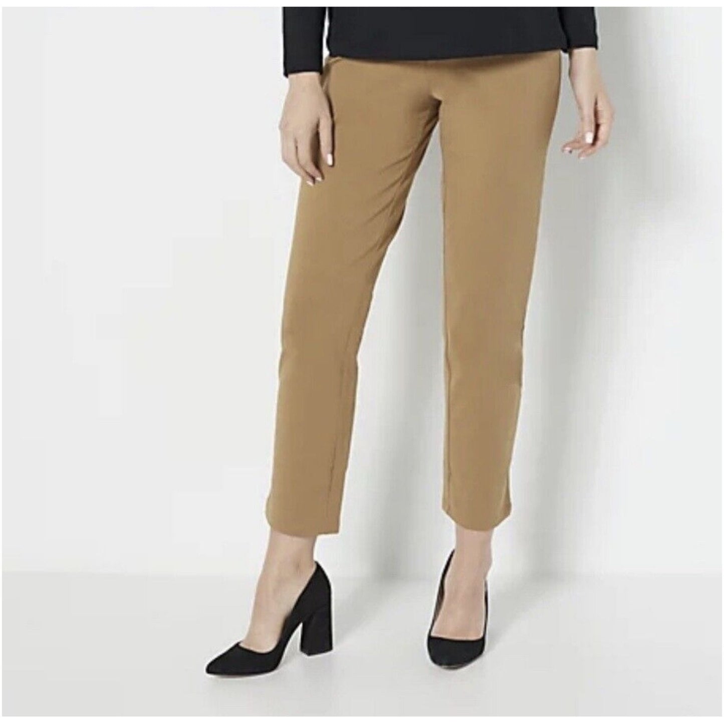 Susan Graver Plus Premium Stretch Slim Leg Pull-On Pants Brown Size 1X