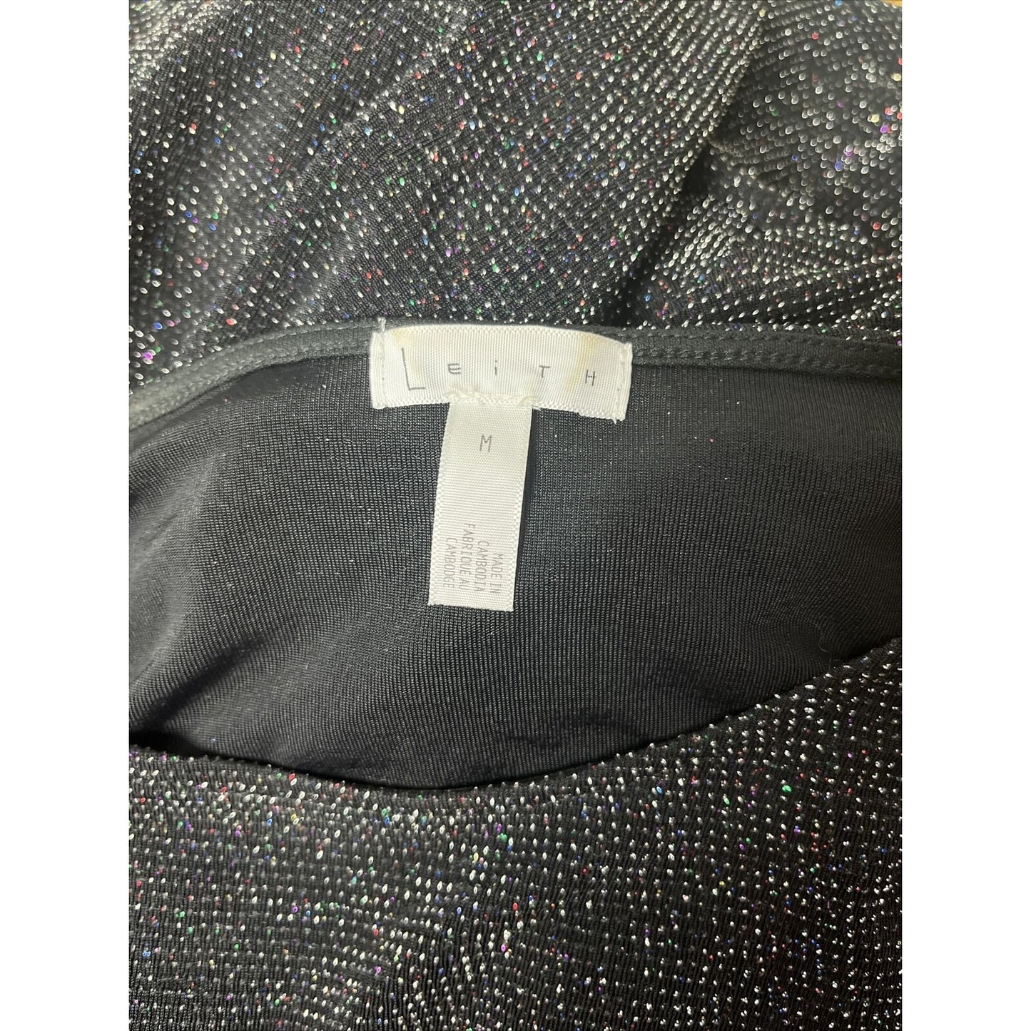 LEITH Ruched Body-Con Minidress Women's Size Medium Black Silver