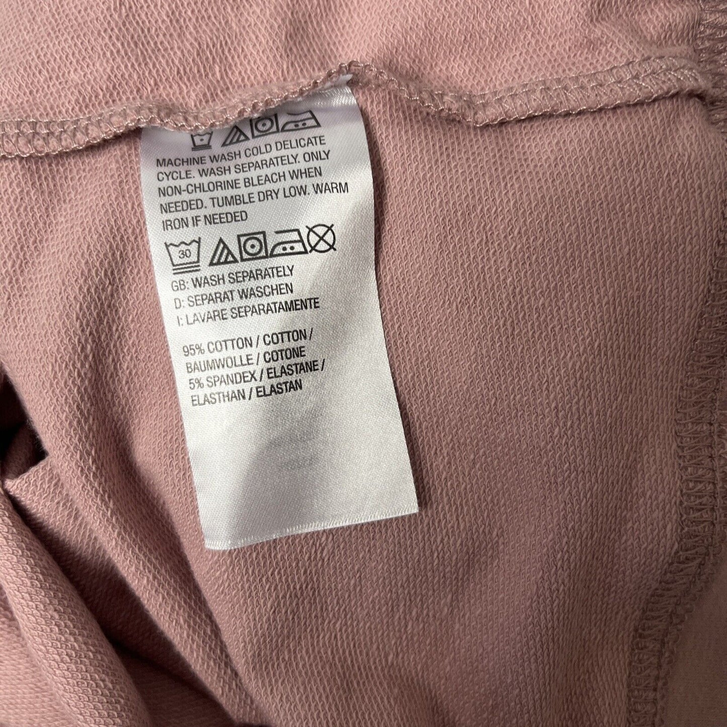 Denim& Co Active French Terry 3/4 Slv V-Neck Pullover Wood Rose S NWOT A487582