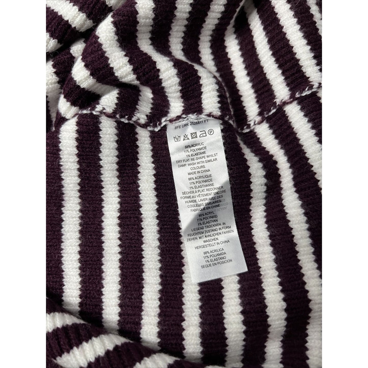French Connection Evening Wine White Turtleneck Striped Sweater Women's Size XS