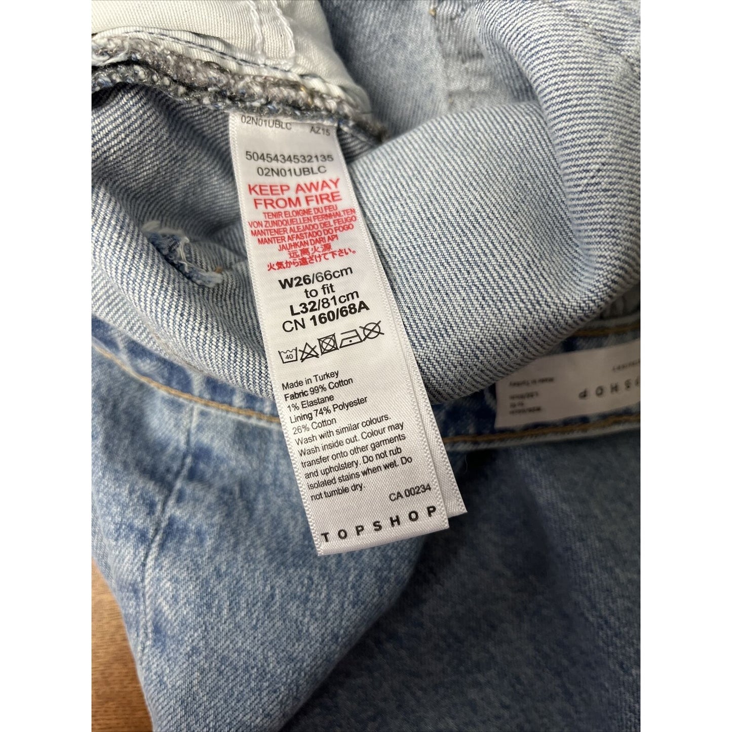New Topshop Raw Hem Crop Straight Leg Jeans Women's 26 x 32 Blue Denim