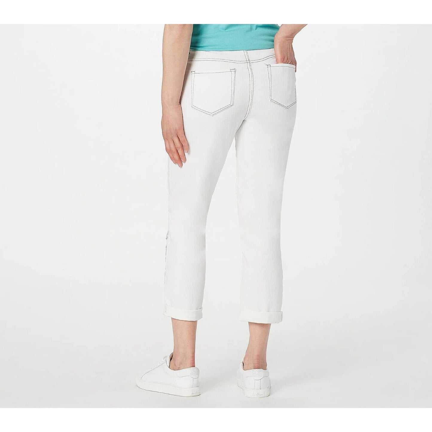 LOGO Lavish by Lori Goldstein Slim-Leg Boyfriend Jeans-Alabaster-Reg 12-A395470