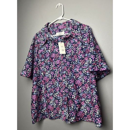 $325 Sea New York Lissa Liberty Short Sleeve Button Down Shirt Size XL