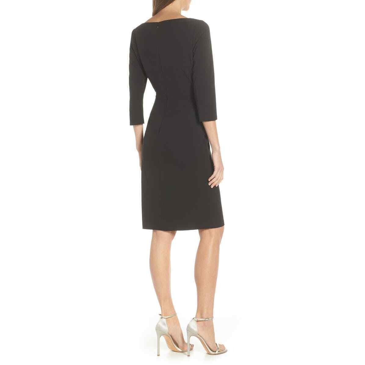 Vince Camuto Women's Black Angled Ruffle Sheath Midi Dress Size 4 MSRP $138