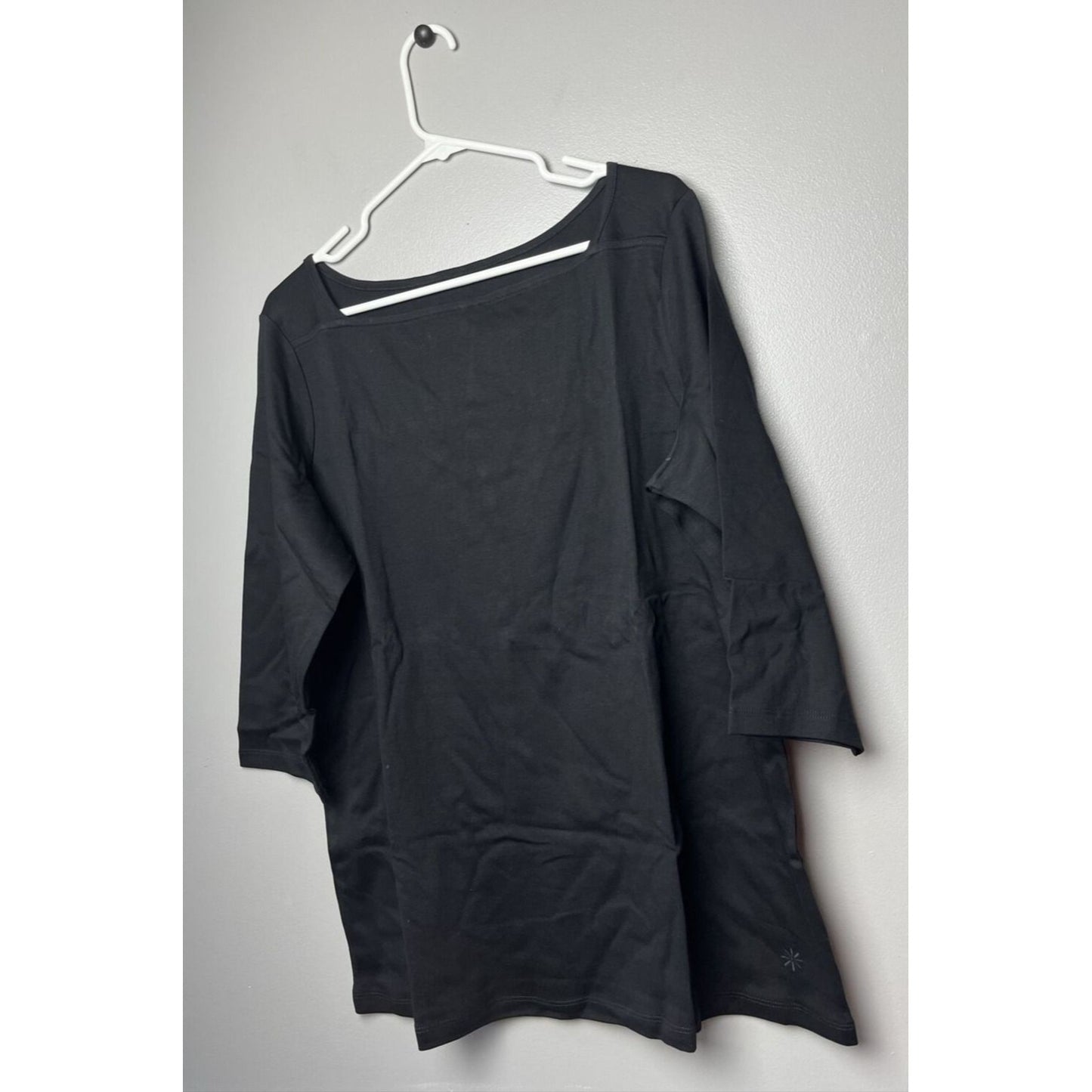 Isaac Mizrahi Live! Essentials Pima Cotton 3/4- Sleeve Top Black, 1X
