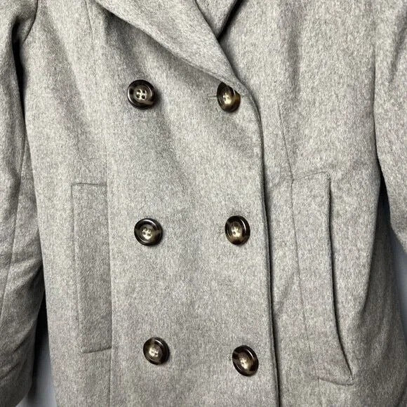 NEW Fleurette Double-Breasted Wool Peacoat in Oatmeal - Size 4