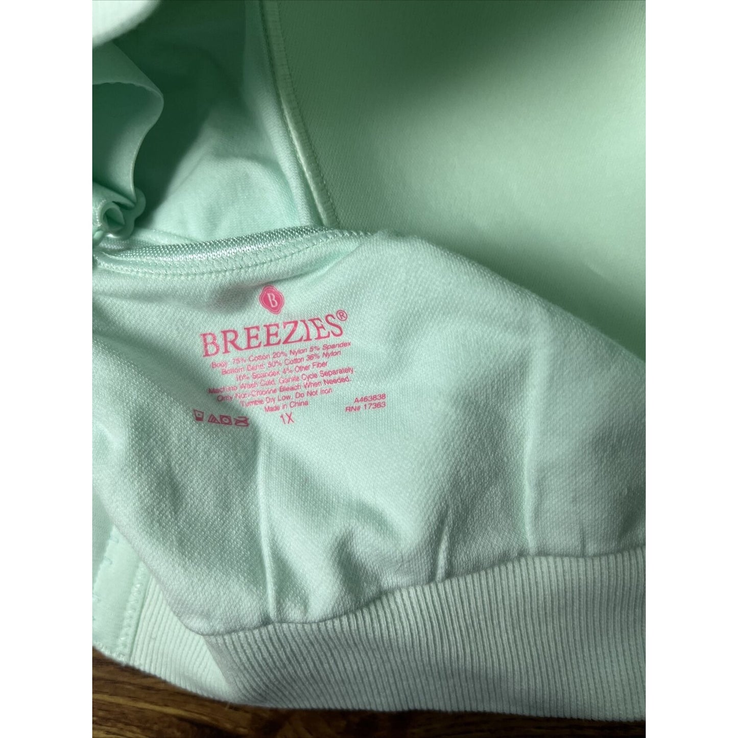 Breezies Lace Effects Full Coverage Seamless Wirefree Bra -Raindrop, 1X A463929