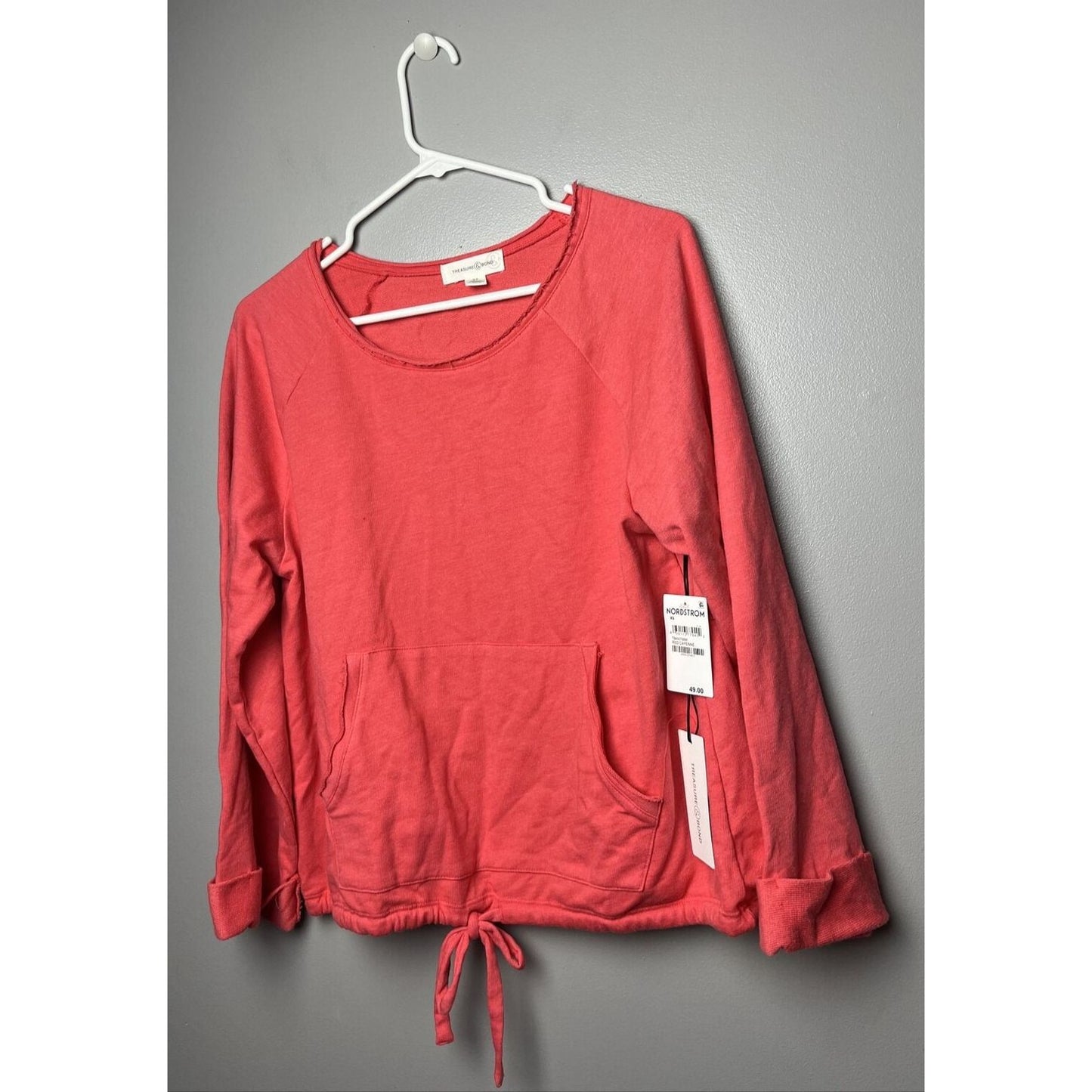 Treasure & Bond Tie Waist Sweatshirt in Red Cayenne X-Small NWT