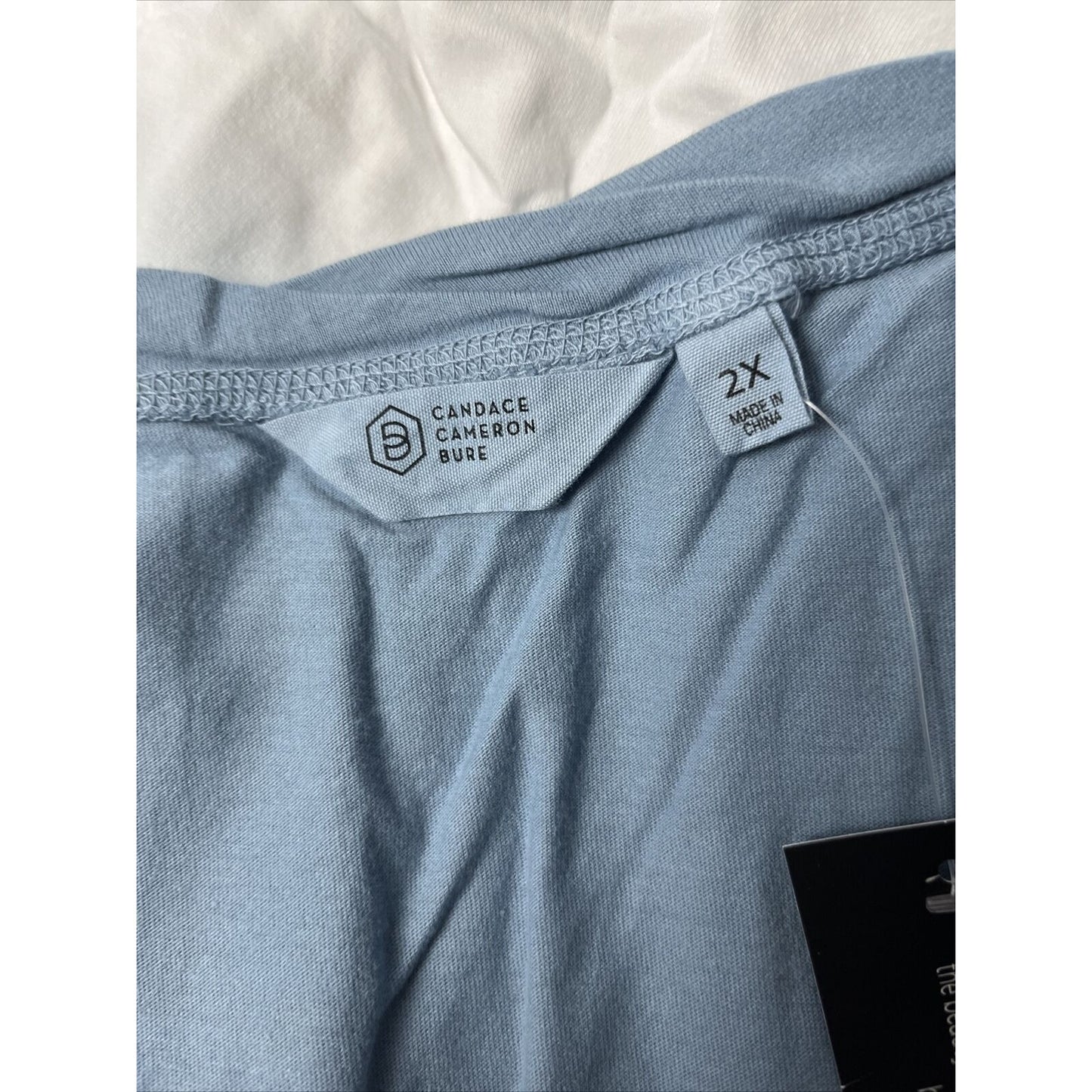 Candace Cameron Bure The Ocean Dipped Long-Sleeve Tee Top Blue 2X Size