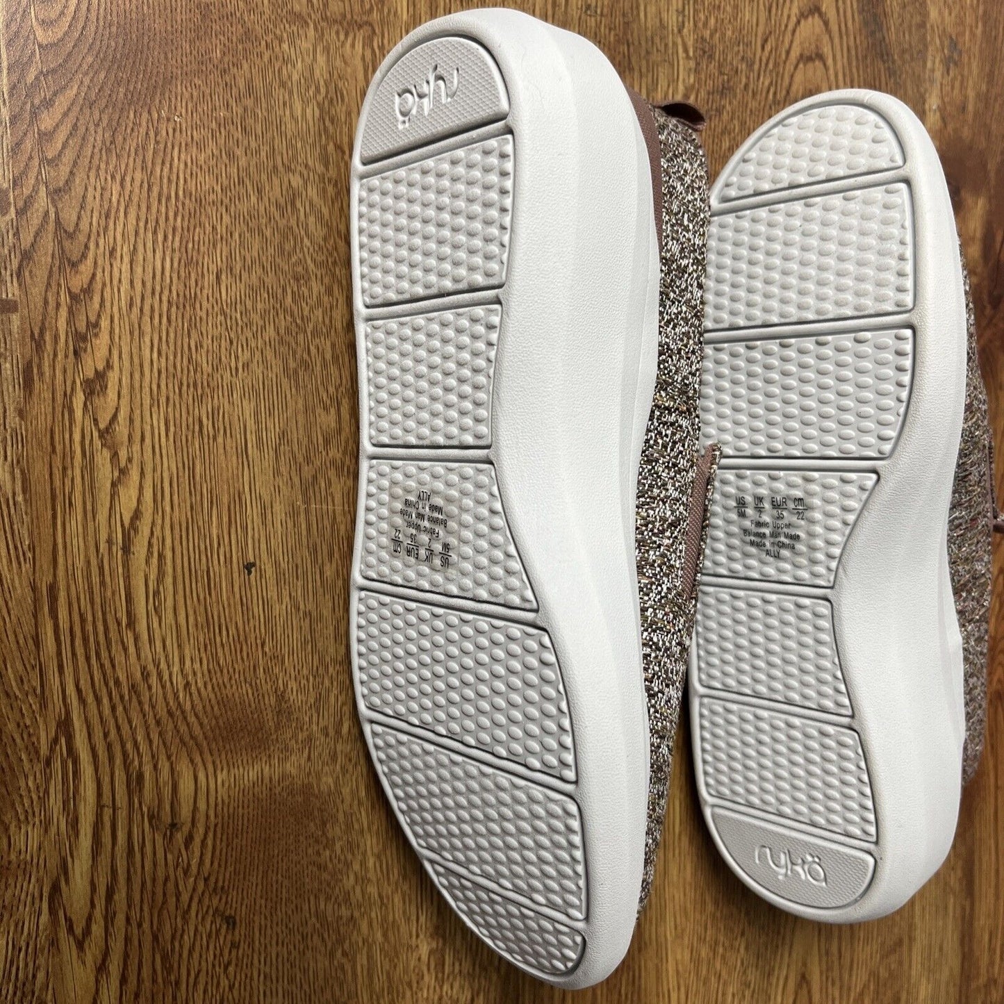 Ryka Women’s Slip-On Shoes with Zip Detail Ally Heathered Beaver Brown 5M NEW