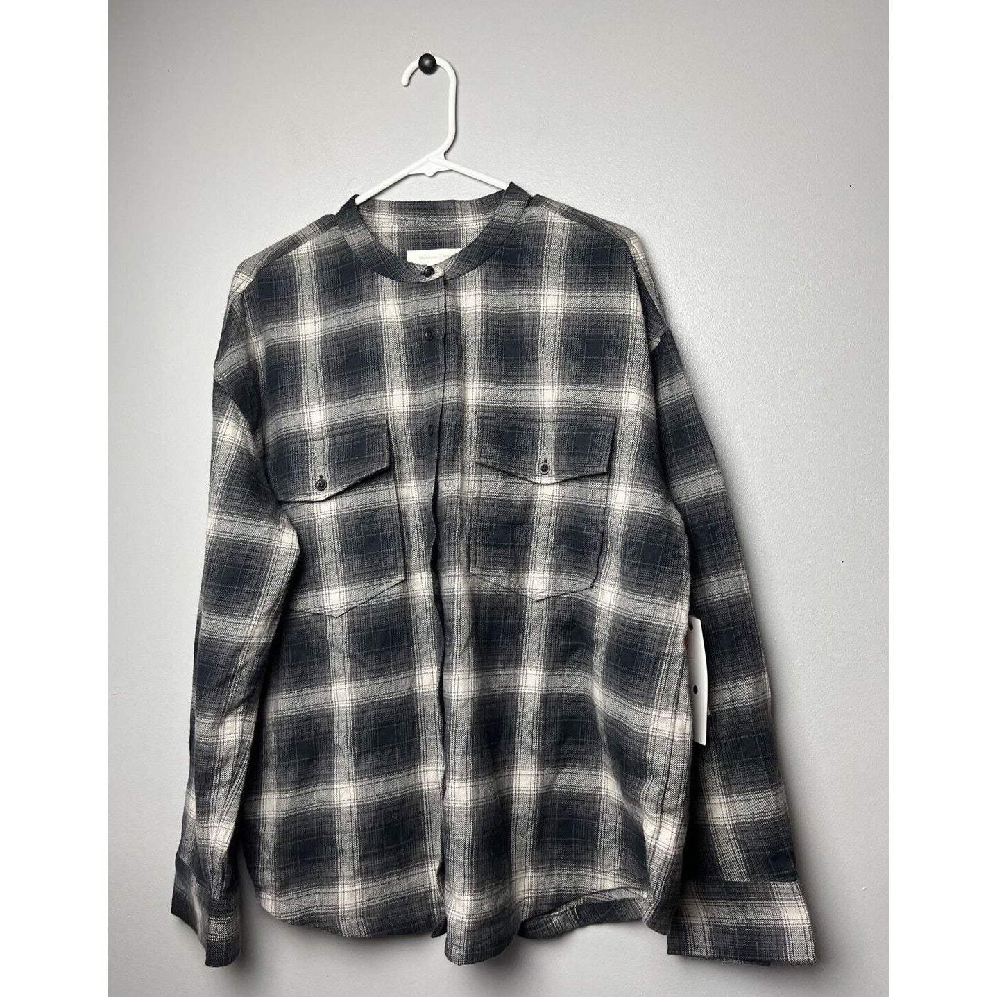 Treasure & Bond Black Gray Flannel Button Shirt New NWT