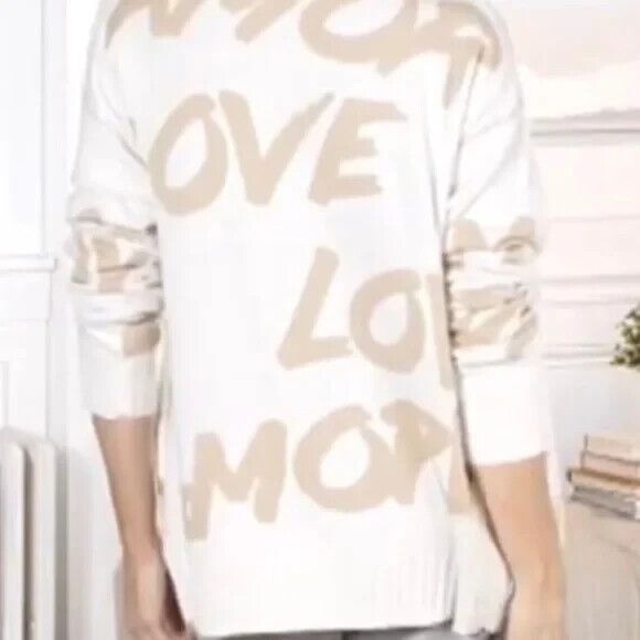 Peace Love World Oversized Cardigan Large Sz Colorful Jacquard Print Snap Top