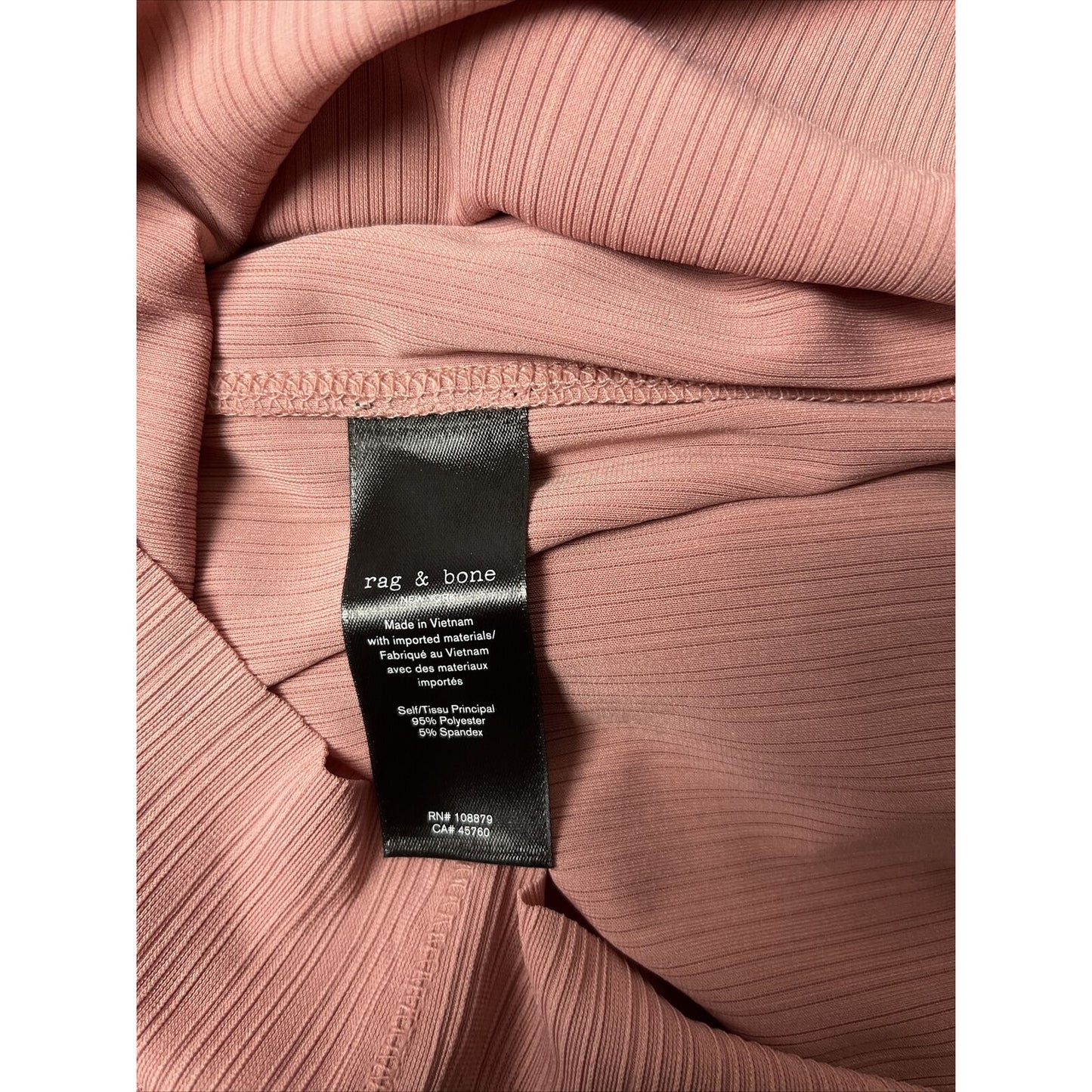 NEW rag & bone ZOE DEEP VEE RIB LONG SLEEVE TOP TEE MAUVE PINK SIZE XXS