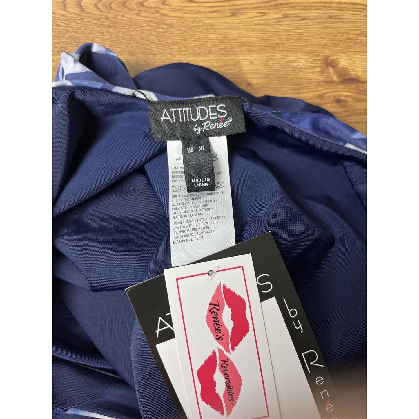 Attitudes by Renee Reversible Bathing Suit (NeonShatter/Nvy, X-Large) A500943