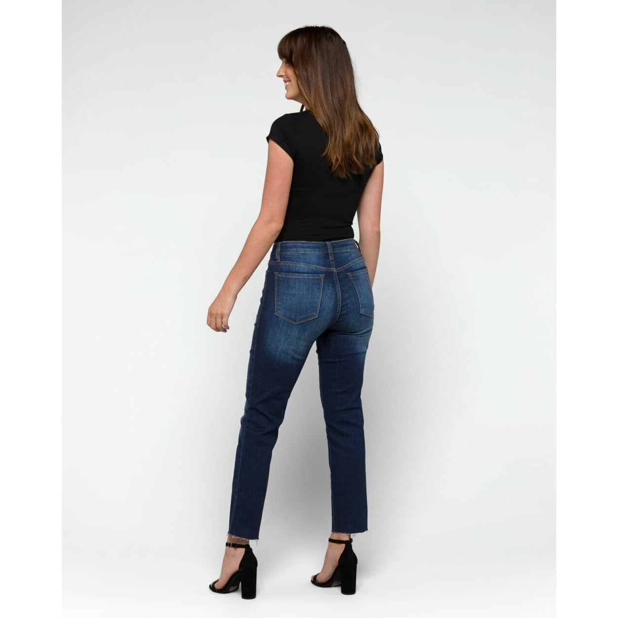 M1083 STS BLUE Caroline High Rise Straight Leg Raw Hem Jeans Blue Womens Size 23