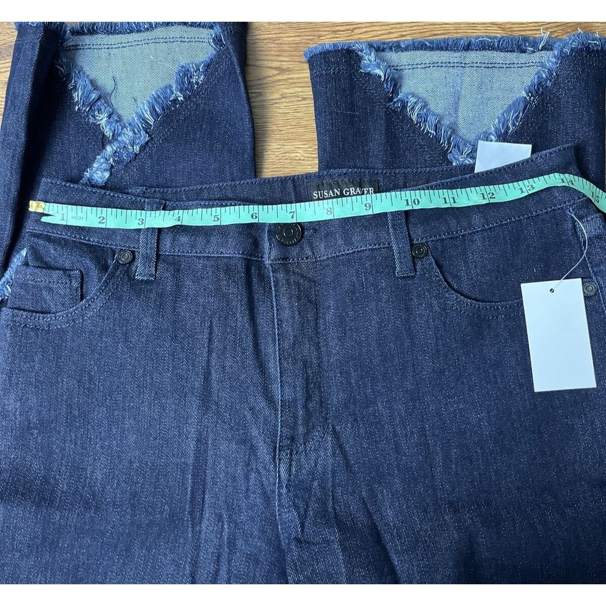 Susan Graver High Stretch Denim Petite Crop Jeans Dark Indigo Size 6P