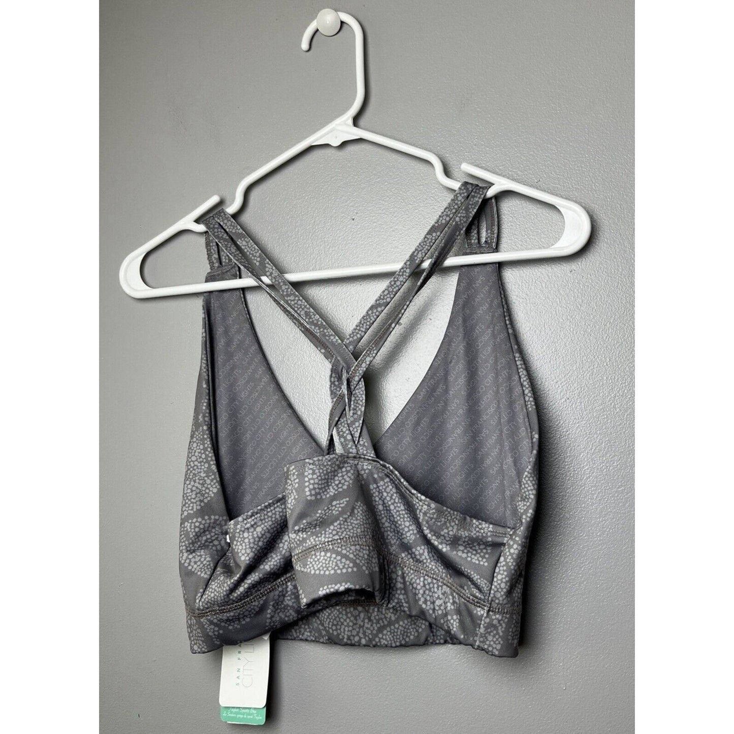 San Francisco City Lights Grey Taylor Lotus Dot Print Sports Bra Size XL