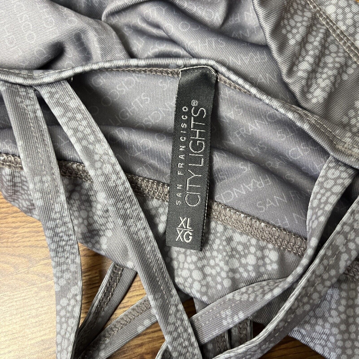 San Francisco City Lights Grey Taylor Lotus Dot Print Sports Bra Size XL