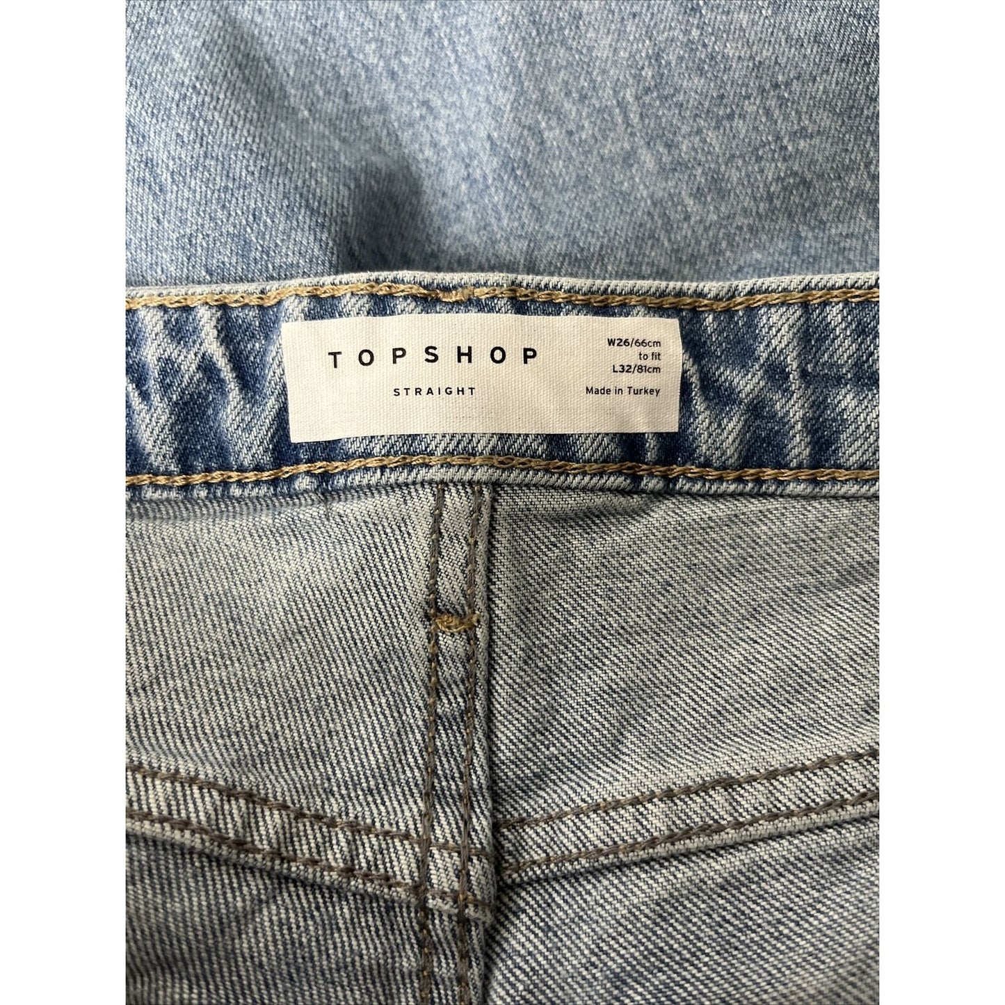 New Topshop Raw Hem Crop Straight Leg Jeans Women's 26 x 32 Blue Denim