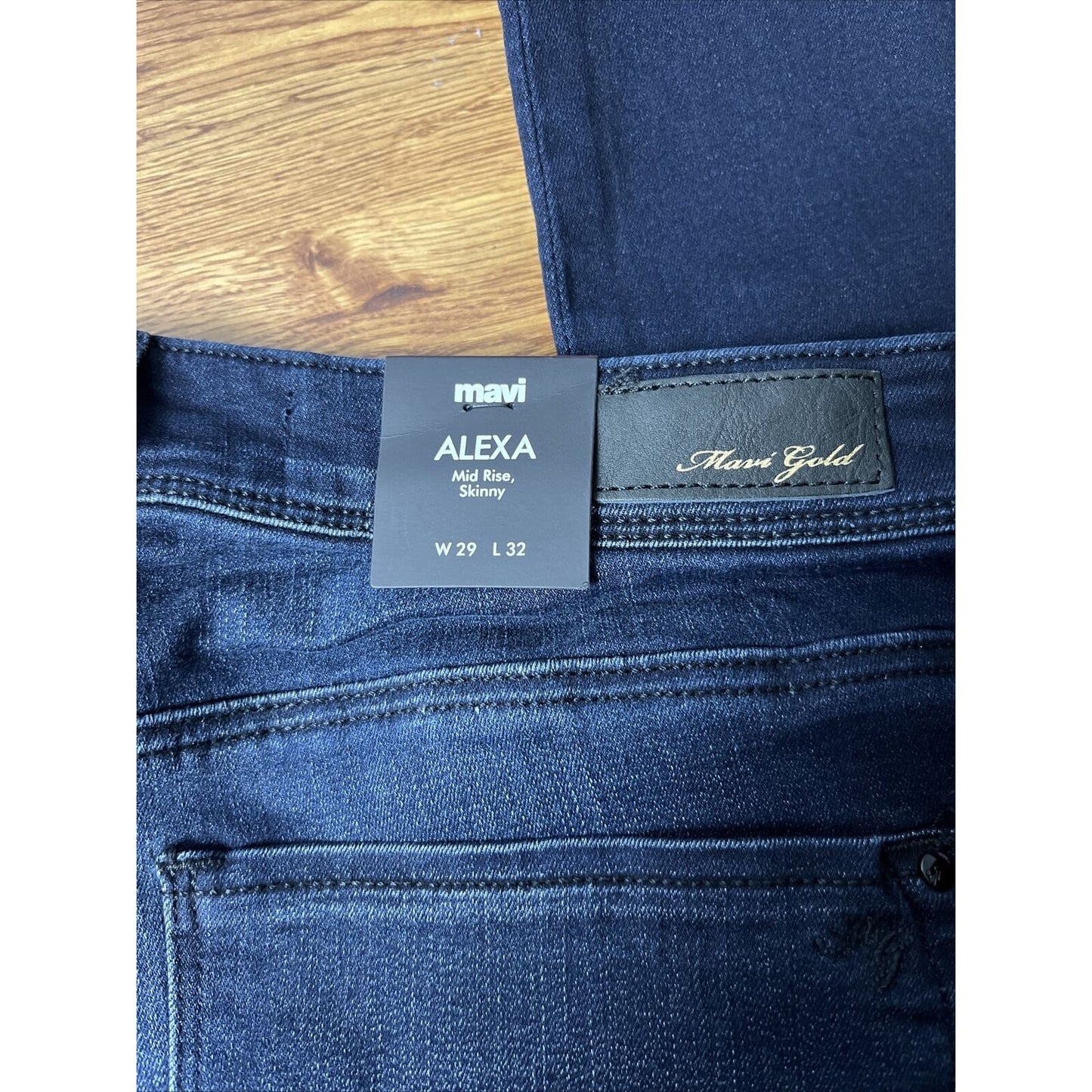 Mavi Gold NWT Women's Alexa Mid Rise Skinny Jeans In Gold Yoga Move Size 29/32