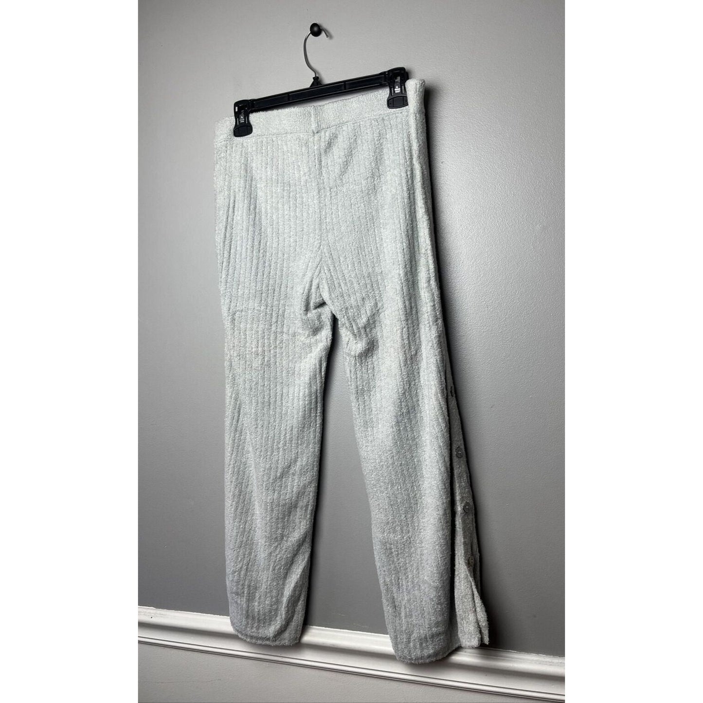 Barefoot Dreams CozyChic Lite Button Cropped Wide Leg Pants Ocean Grey Size S