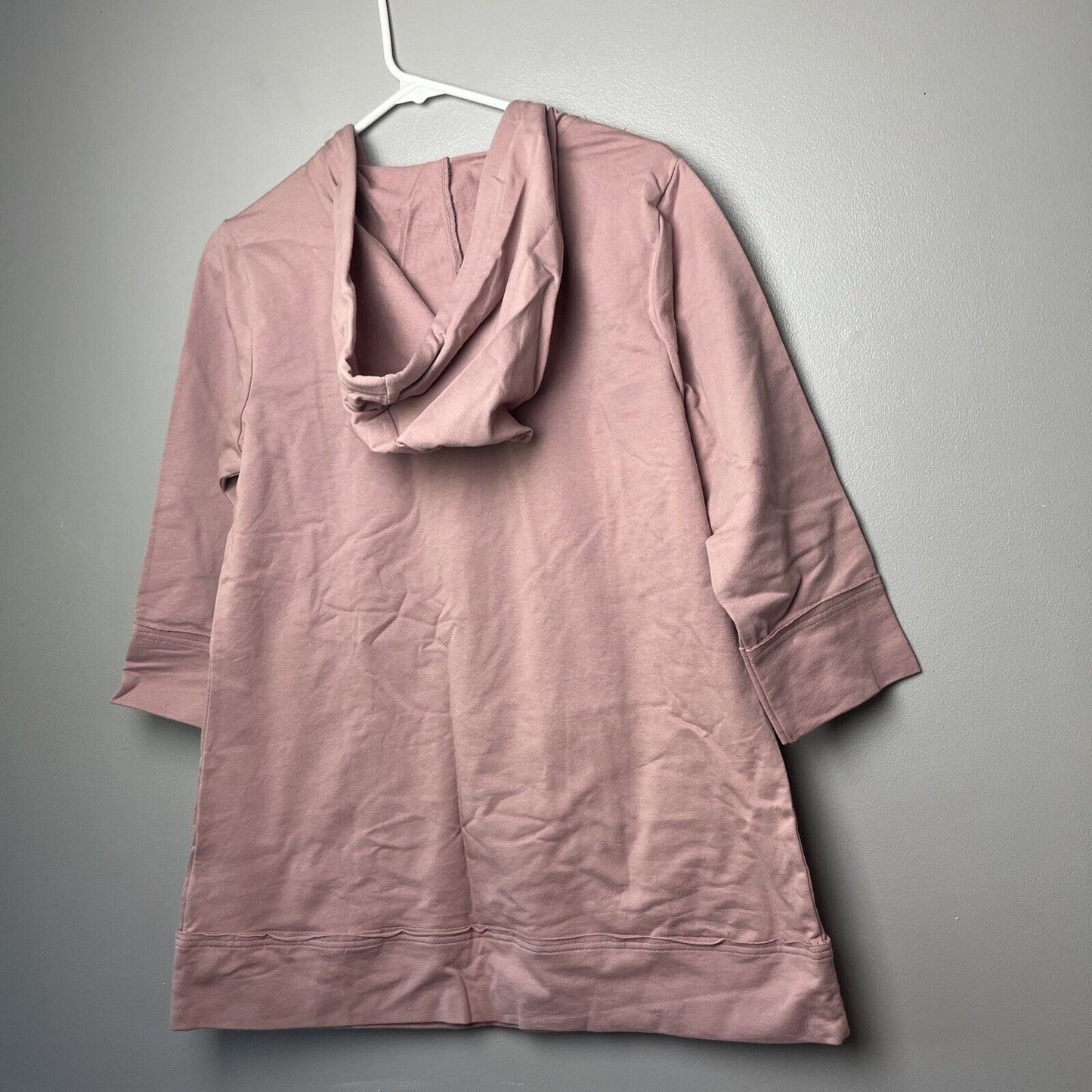 Denim& Co Active French Terry 3/4 Slv V-Neck Pullover Wood Rose S NWOT A487582