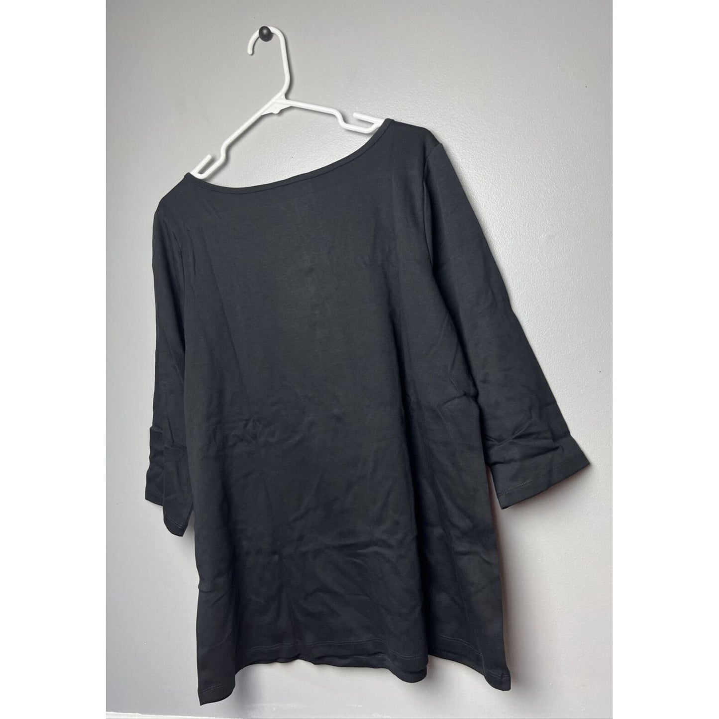 Isaac Mizrahi Live! Essentials Pima Cotton 3/4- Sleeve Top Black, 1X