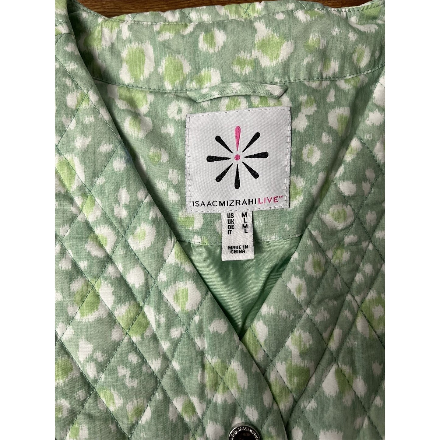 Isaac Mizrahi Live! Quilted Cotton Vest Jacket Pale Aloe M New