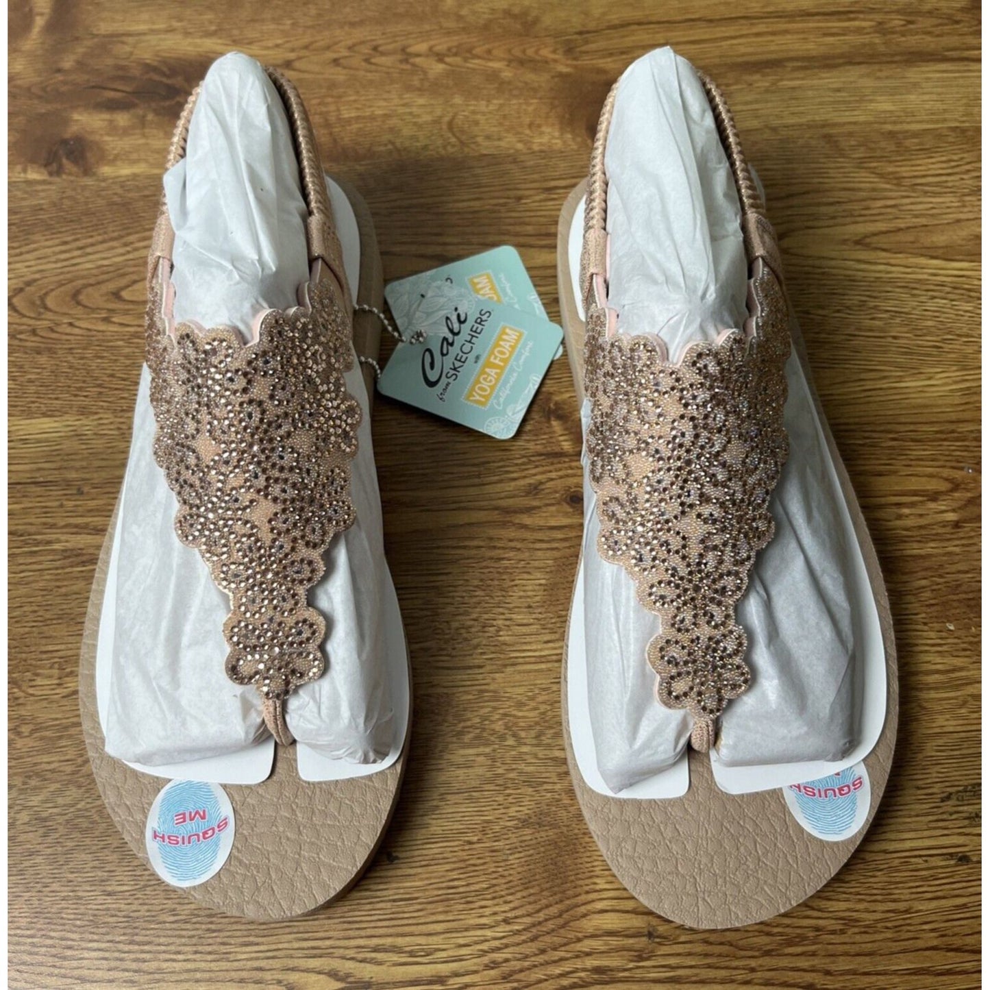 Skechers Cali Women's Meditation-Floral Lover Flip-Flop, Rose Gold New Size 6