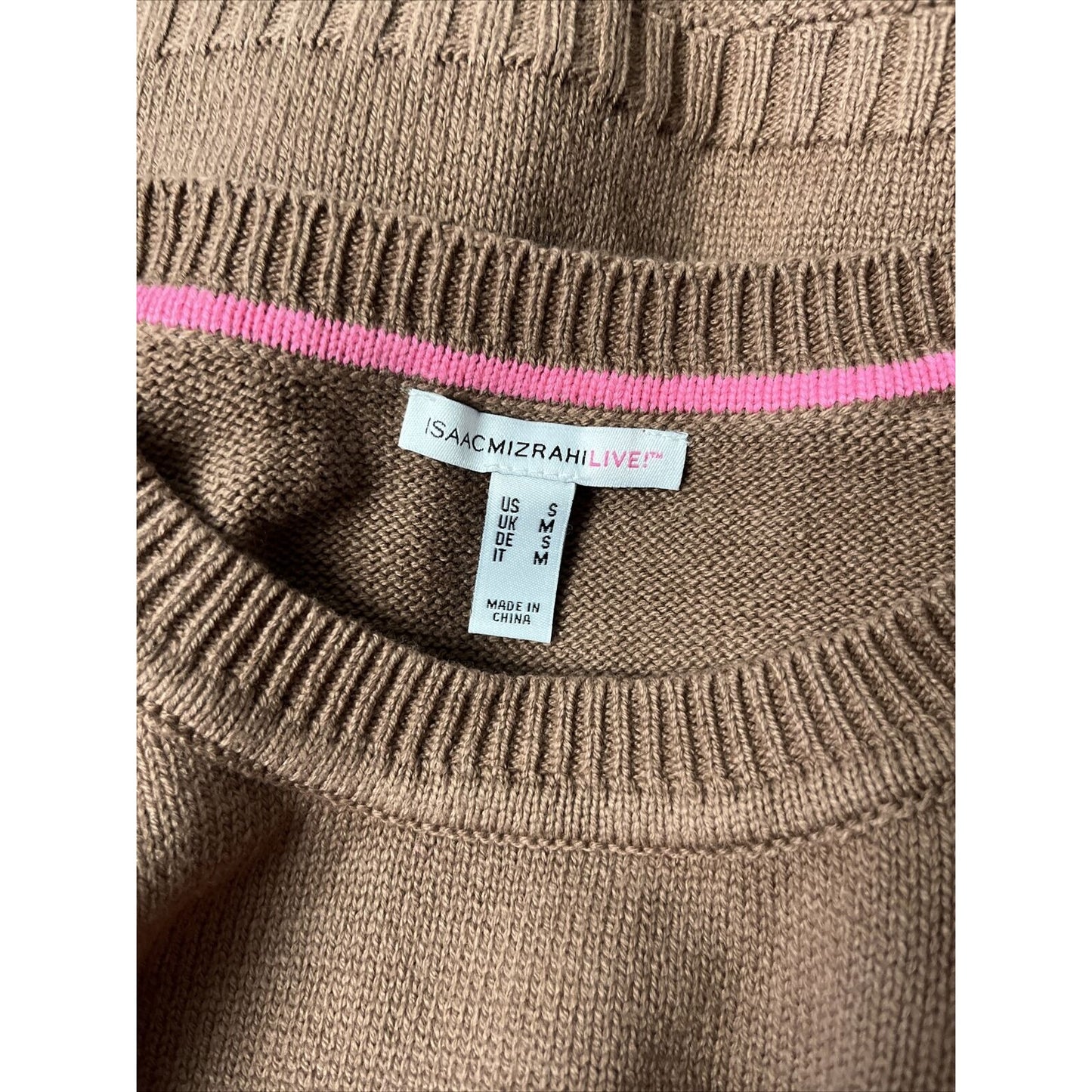 NWT Womens Isaac Mizrahi Live! Pullover Crew-Neck Sweater with Novelty Trim - S