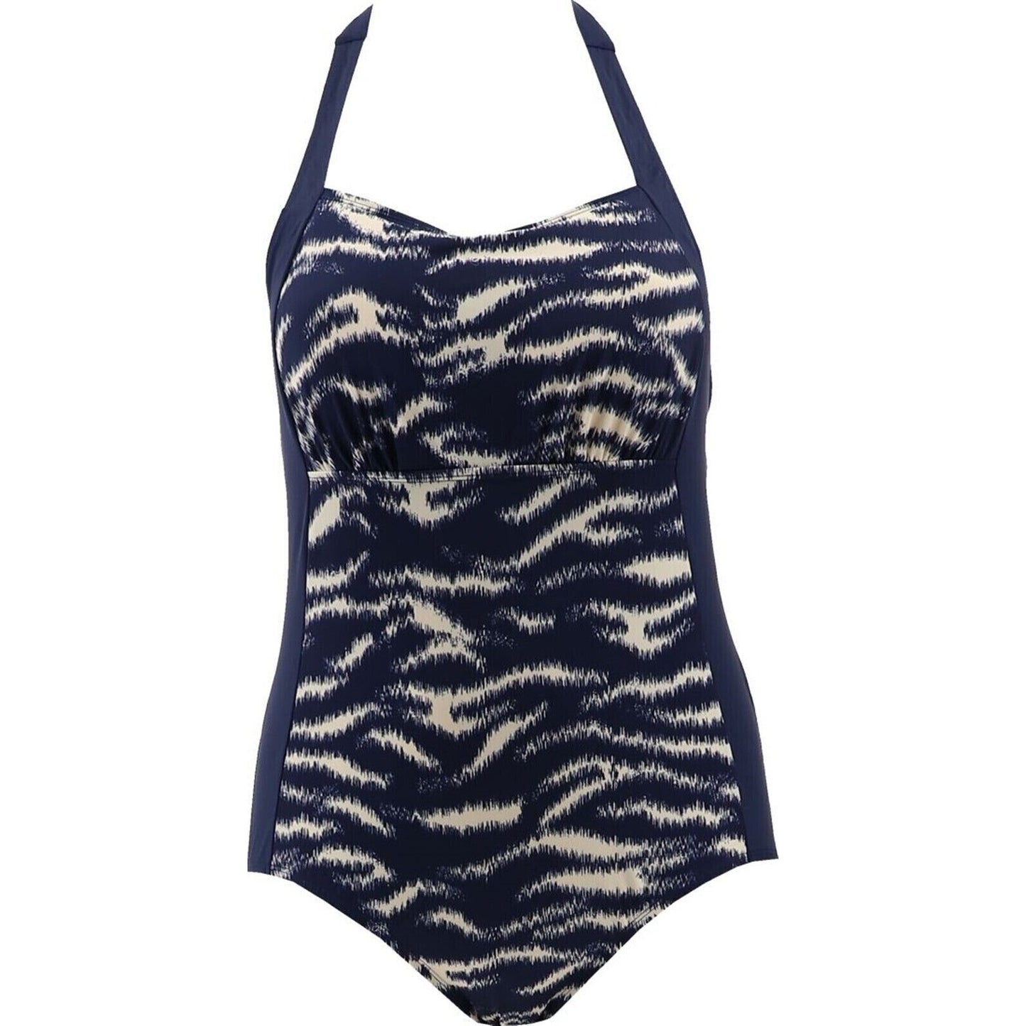 AmberNoon II by Dr. Erum Ilyas UPF 50 One-Piece Halter Swimsuit Navy, 16 A395867