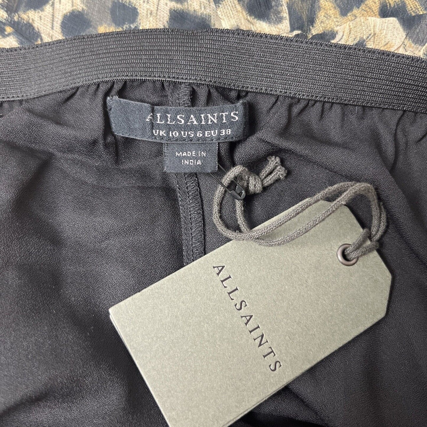 AllSaints NWT Hi-Low Leopard Slvina Leppo Skirt Black Tan Size 6