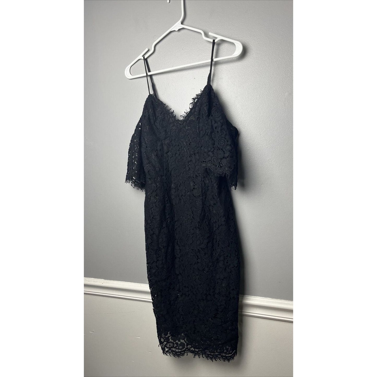 Bardot Womens Size 4 Karlie Lace Off-The-Shoulder Sheath Dress Black