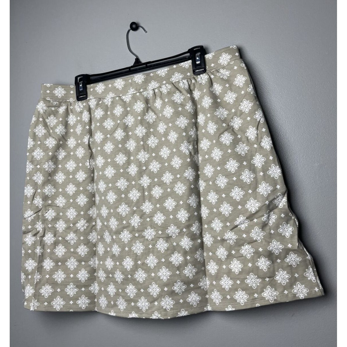 Denim & Co. Active Printed French Terry Pull-On Skort-Warm Gray-Large-A397029