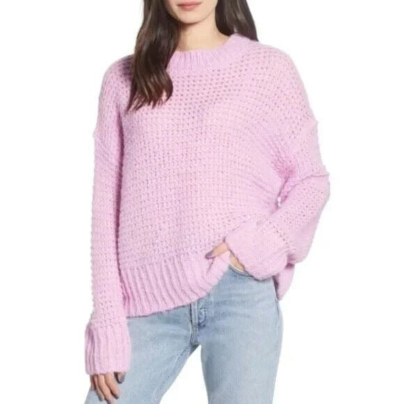 New Chelsea 28 Size Large Purple tulip Open Knit sweater Wool Blend Cozy G4