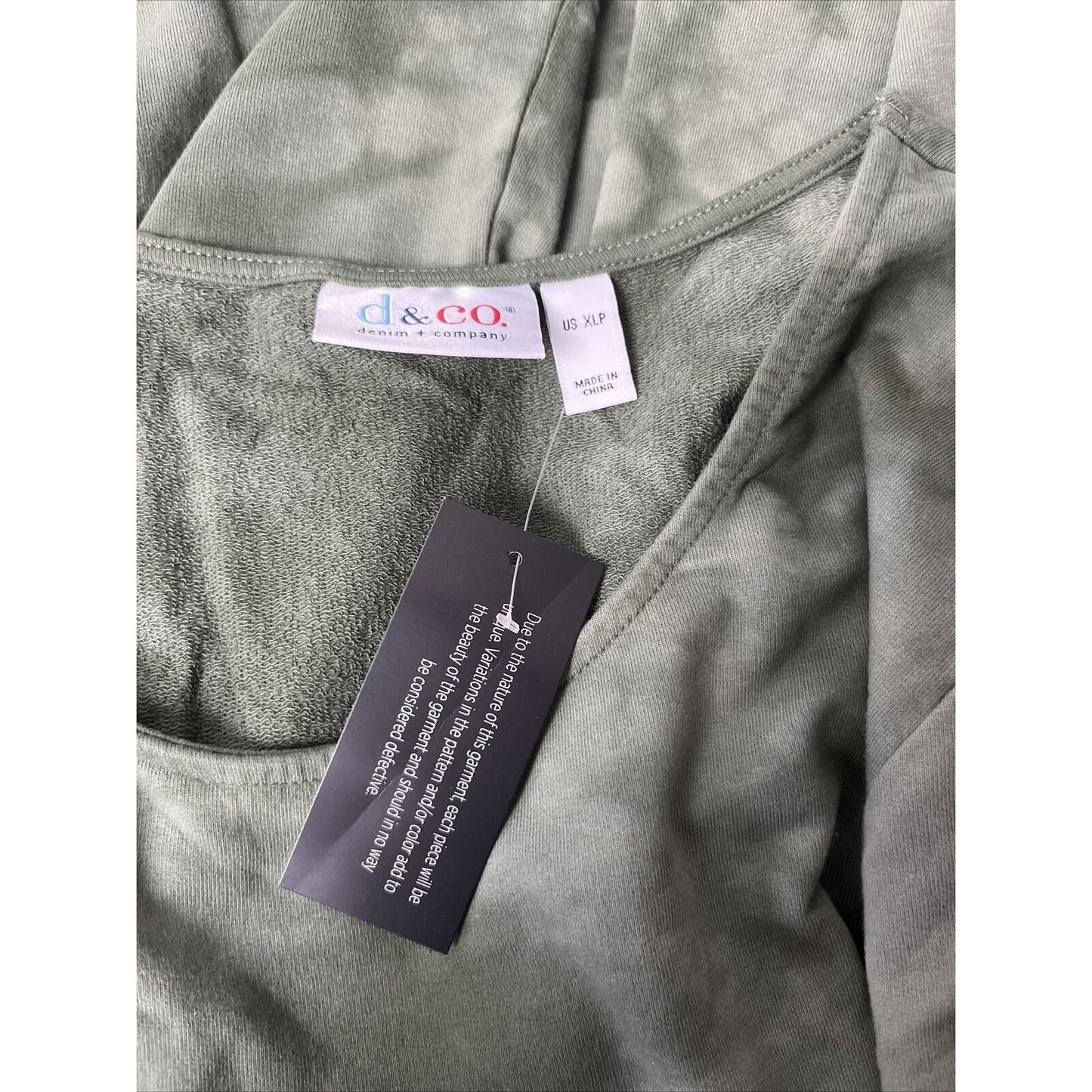 Denim & Co. Women's Petite Dress PXL French Terry Crystal Wash Green A471745