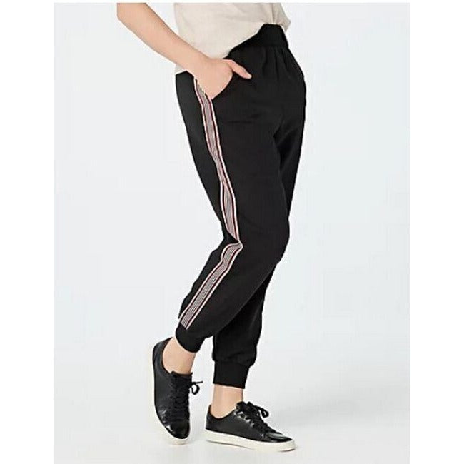 Bishop + Young Black Regular Designer Stripe Jogger Pants New Size Medium