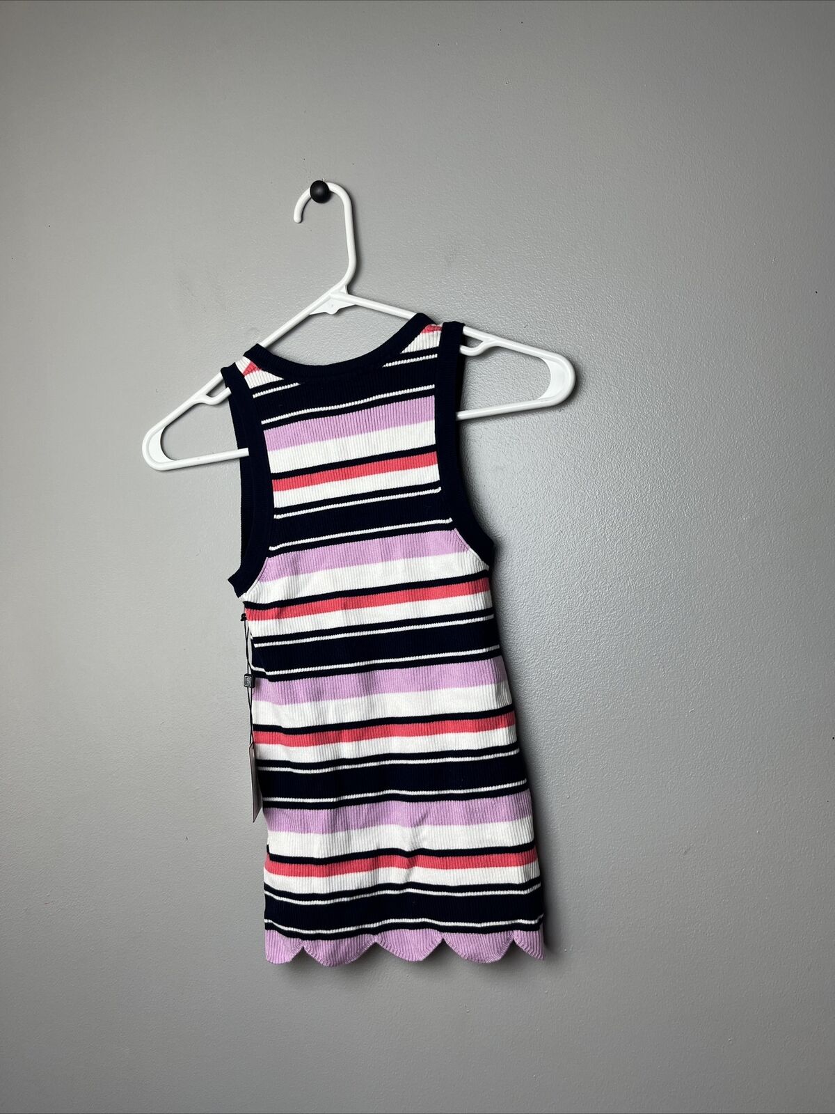 Laundry by Shelli Segal Womens Size XS tank top striped rib knit scalloped XS