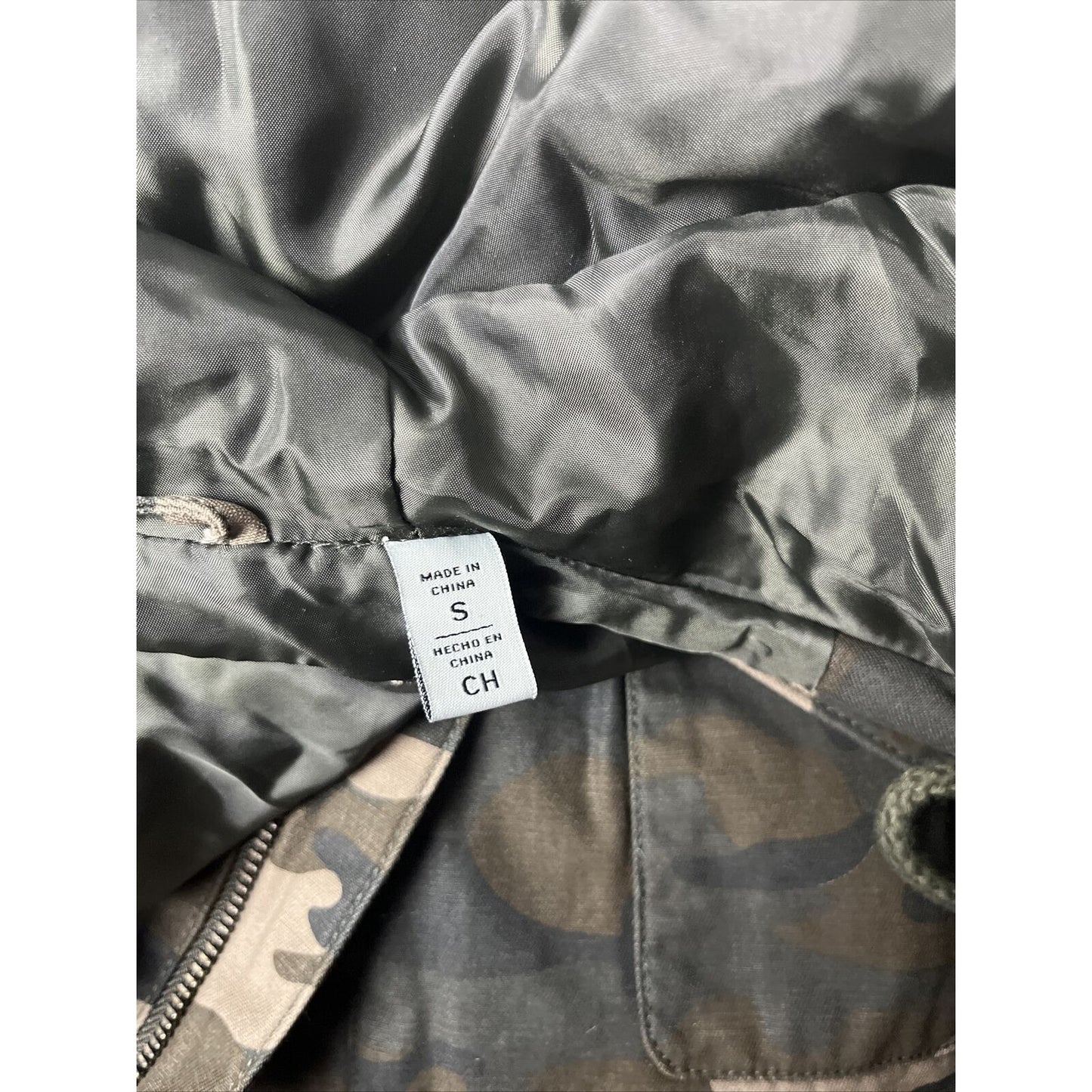 LEVI'S The Jess Cotton Fishtail Hooded Parka Jacket Green Camo Print